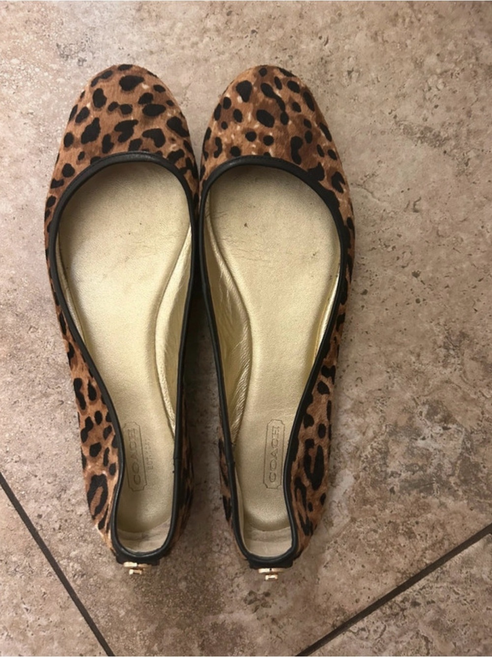 Coach Leopard-Print Ballet Flats in Brown and Black